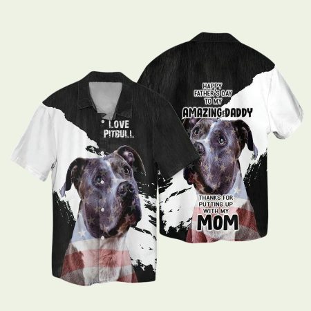 4Th Of July Independence Day Love Pitbull Happy Fathers Day Hawaiian Shirt