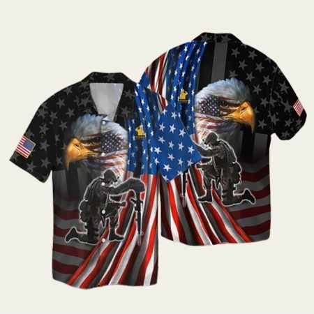 4Th Of July Independence Day Memorial Day Eagle And Veteran Trendy Hawaiian Shirt