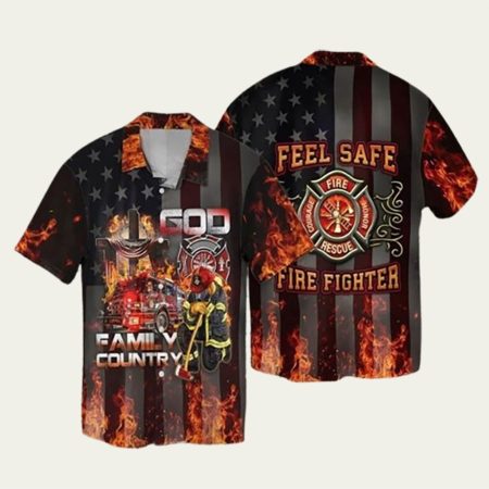 4Th Of July Independence Day Memorial Day Firefighter Family Country Feel Safe Hawaiian Shirt