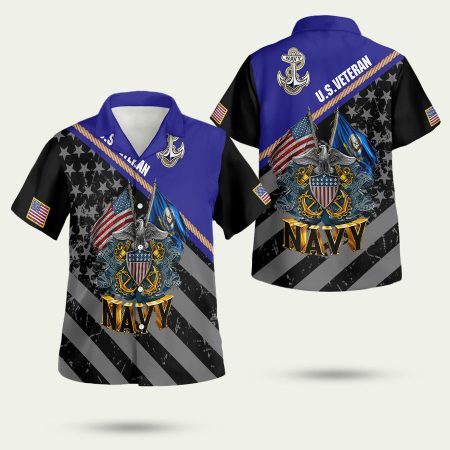 4th Of July Independence Day Veteran American Flag Eagle Navy Hawaiian Shirt