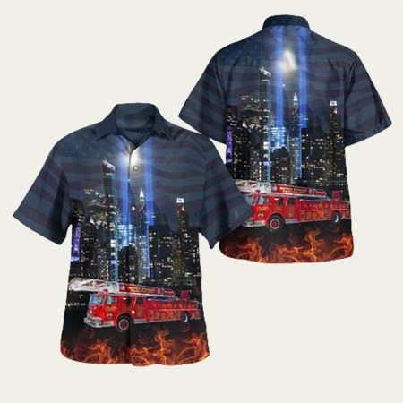 9 11 Memorial Fire Truck Hawaiian Shirt