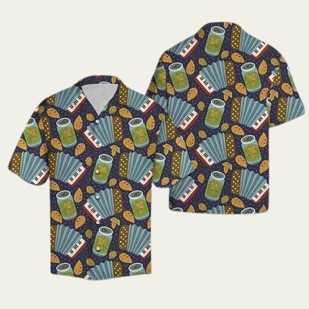 Accordion beer colorful awesome hawaiian shirt