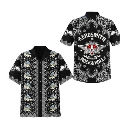 Aerosmith Authentic Rock And Roll Black Design Hawaiian Shirt