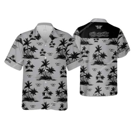 Aerosmith Band Coconut Tree Grey Color 2025 Trendy Hawaiian Shirt