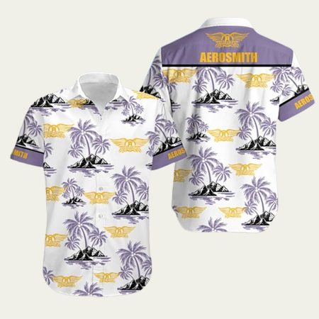Aerosmith Logo Coconut Island Pattern Hawaiian Shirt