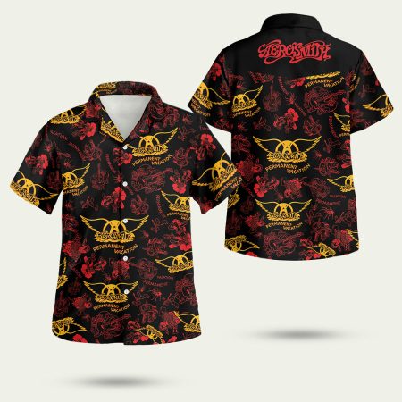 Aerosmith permanent vacation Flotal Pattern Hawaiian Shirt