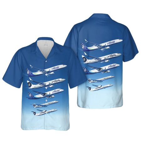 Alaska Airlines Blue Sky Pattern Hawaiian Shirt