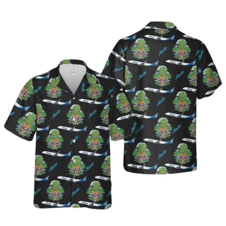 Alaska Airlines Boeing 737-9 MAX Pineapple Skull Hawaiian Shirt
