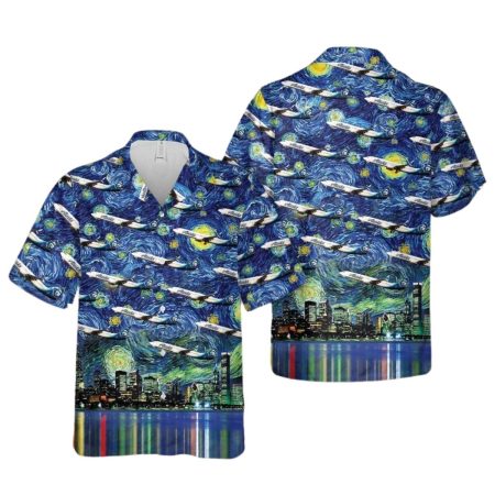 Alaska Airlines Boeing 737-900ER Starry Night Hawaiian Shirt
