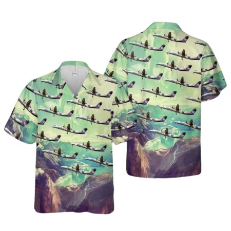 Alaska Airlines Q400 UW Mountain Pattern Hawaiian Shirt