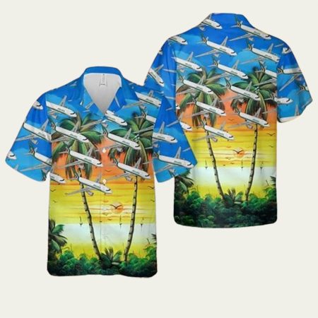 Alaska Airlines Airbus Summer Coconut Tree Hawaiian Shirt