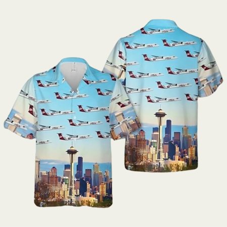 Alaska Airlines City Pattern Hawaiian Shirt