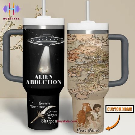 Alien Abduction One Less Temptress One Less Dagger To Sharpen Quencher 30oz or 40oz Stainless Steel Tumbler With Handle NVA