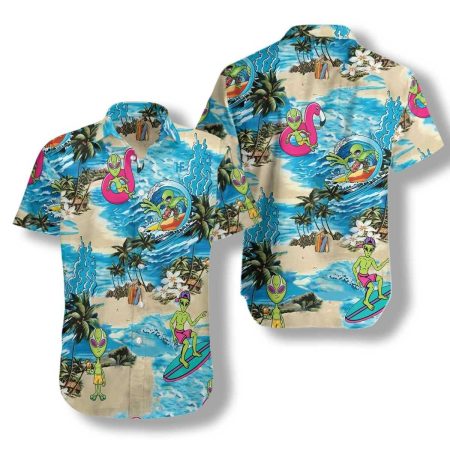 Alien On The Beach Coconut Island Hawaiian Shirt