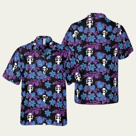 Alien Blue And Purple Hawaiian Shirt