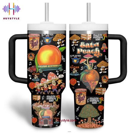 All Man Brothers Band Eat A Peach Quencher 30oz or 40oz Stainless Steel Tumbler With Handle NVA