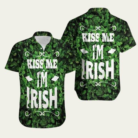 Aloha kiss me im irish hawaiian shirt