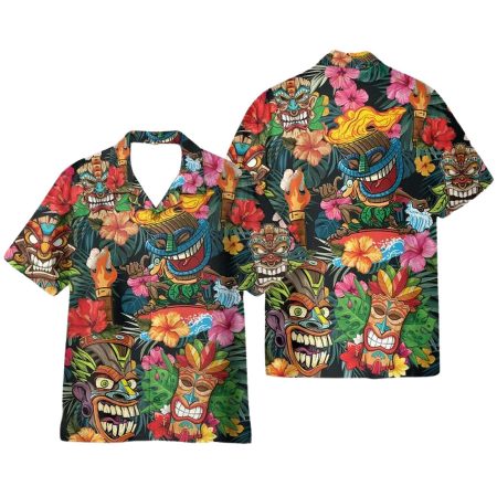 Aloha Summer Tiki Tiki Tropical Pattern Hawaiian Shirt