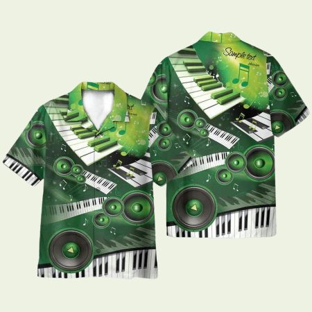 Amazing Green Piano And Loudspeaker Hawaiian Shirt