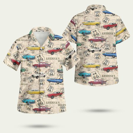 Amazing Muscle Car On Route 66 Hawaiian Shirt