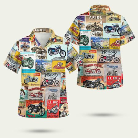 Amazing Vintage Retro Motorcycle Wall Logo Hawaiian Shirt