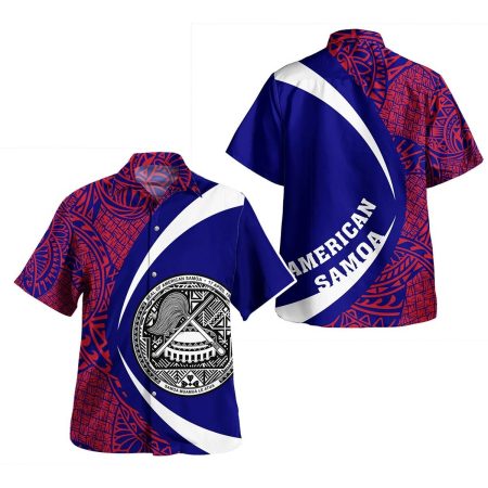 American Samoa Coat Of Arm Lauhala Circle Hawaiian Shirt