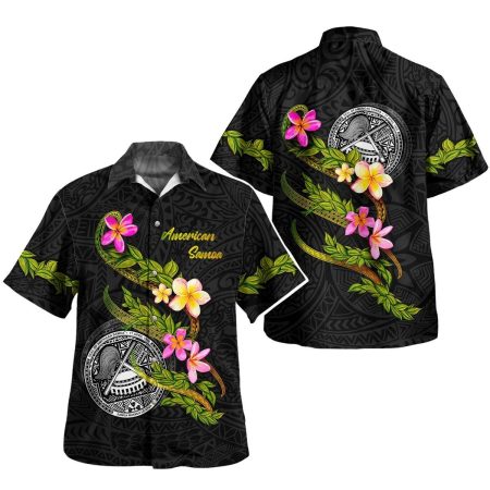 American Samoa Custom Plumeria Tribal Hawaiian Shirt