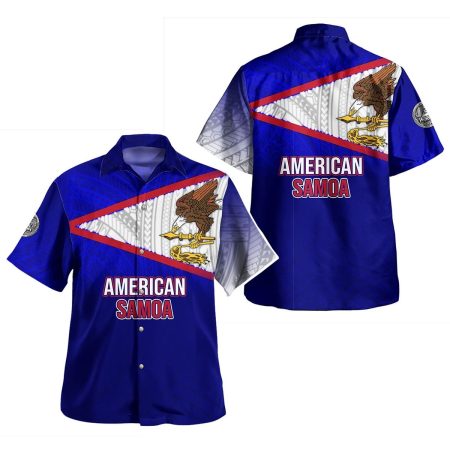 American Samoa Flag Color With Traditional Patterns Hawaiian Shirt
