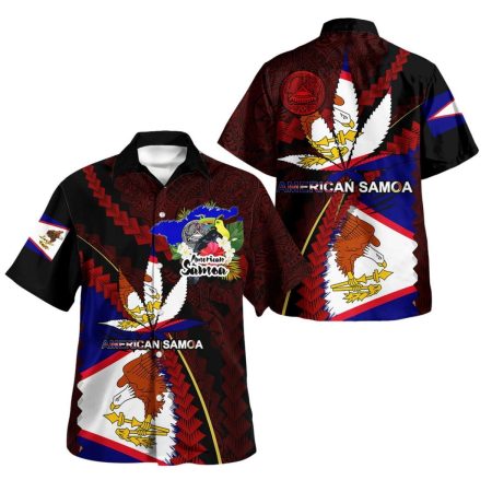 American Samoa State Flag And Marijuana Leaf Style Hawaiian Shirt