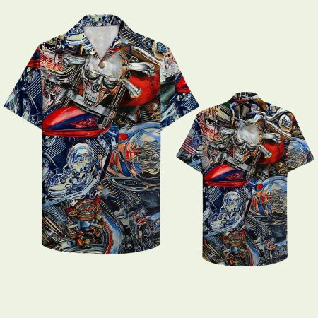 American Biker Pattern Hawaiian Shirt