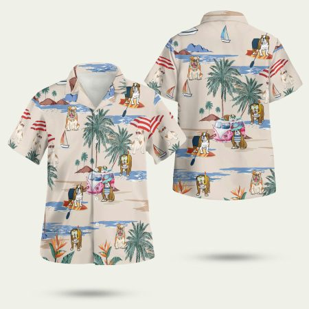 American Bulldog Summer Beach Hawaiian Shirt