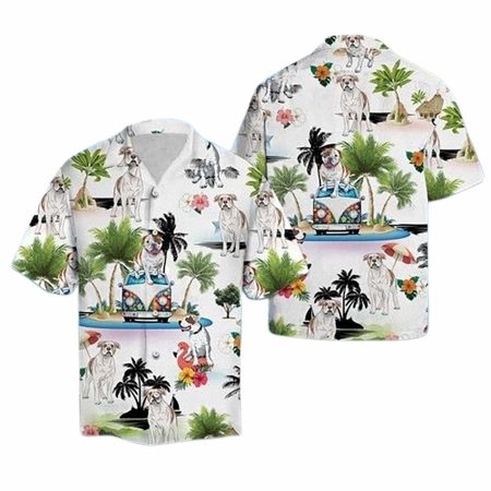 American bulldog vacation hawaiian shirt