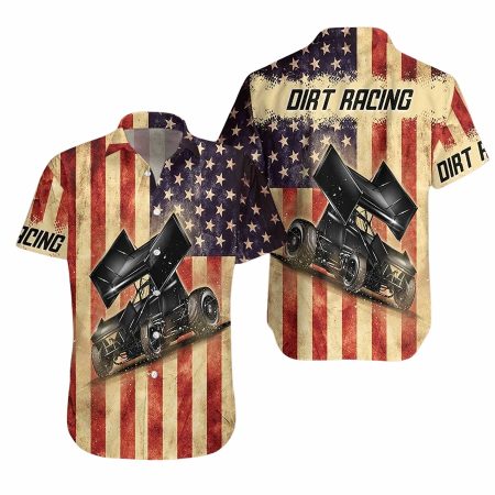 American flag dirt racing hawaiian shirt