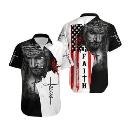 American Flags God Jesus Christian Cross Faith Gift Easter Day Hawaiian Shirt