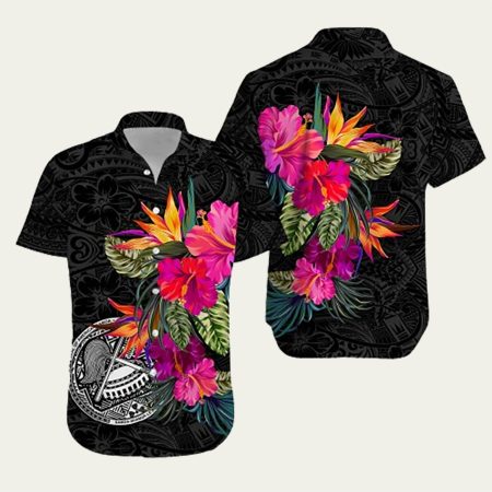 American Samoa Polynesian Hibiscus Pattern Hawaiian Shirt