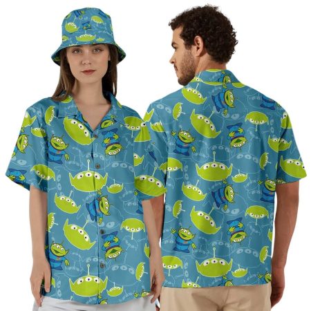 Animated Green Aliens Toy And Friends Summer Beach Hawaiian Shirt