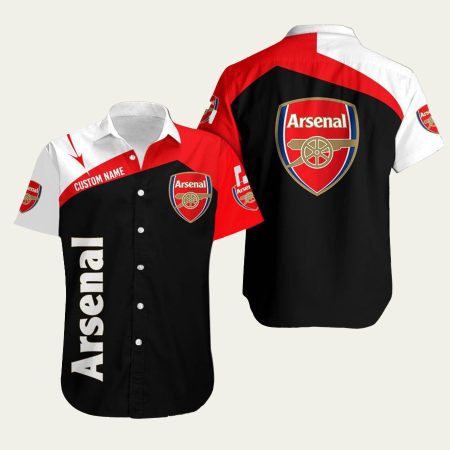 Arsenal Fc Black Red Hawaiian Shirt