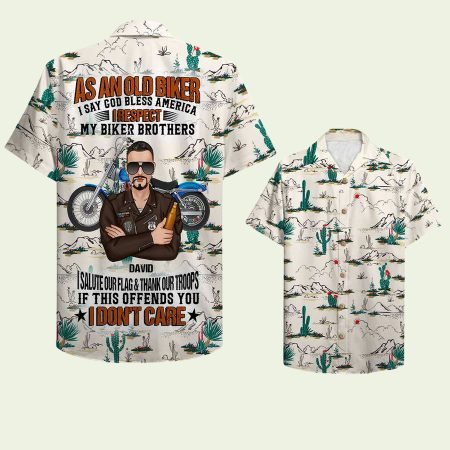 As An Old Biker I Say God Bless America With Beer Hawaiian Shirt