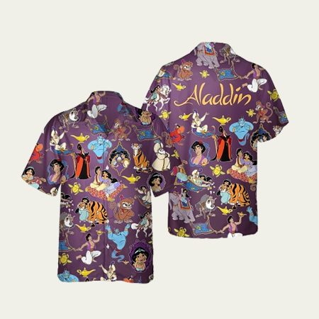 Asmine Abu Genie Rajah Aladdin Disney Tropical Hawaiian Shirt