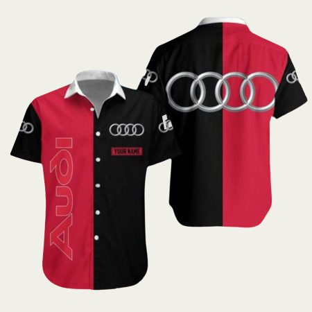 Audi Black And Red Pattern Hawaiian Shirt