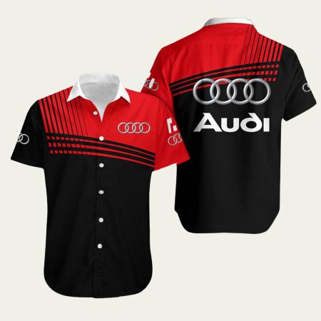 Audi Logo Black And Red Pattern Hawaiian Shirt