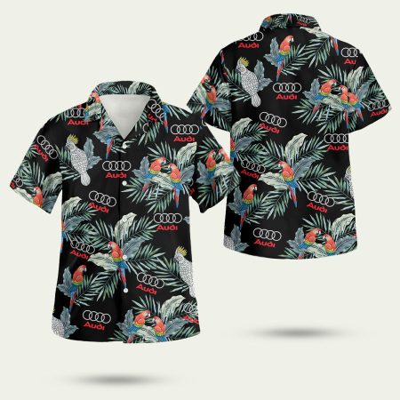 Audi Car Logo Tropical Pattern Hawaiian Shirt