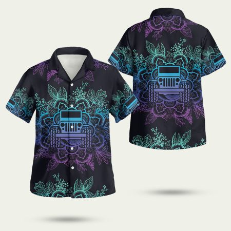 Awesome Jeep Mandala Ombre Black Aloha Hawaiian Shirt