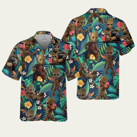 Baby Groot Tropical Pattern Hawaiian Shirt