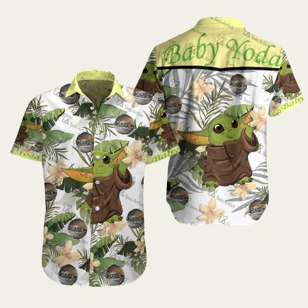 Baby Yoda Tropical Pattern Hawaiian Shirt