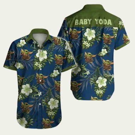 Baby Yoda Floral Pattern Hawaiian Shirt
