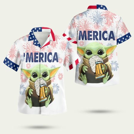 Baby Yoda American Independence Day Hawaiian Shirt