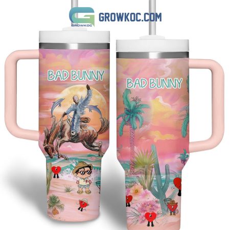 Bad Bunny Is Having Vacation Riding Horse 30oz or 40oz Stainless Tumbler With Handle NVA