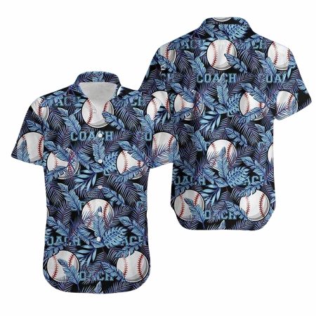 Baseball coach blue 159l hawaiian shirt