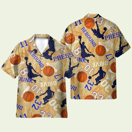 Basketball Rebound Press And Dunk Hawaiian Shirt